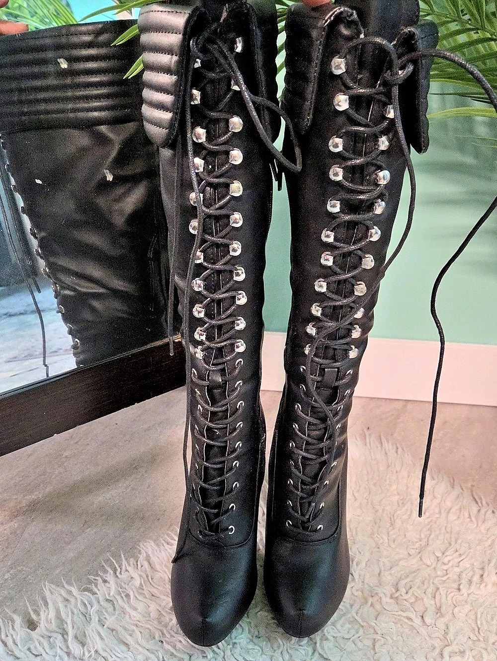 SEXY JUSTFAB Adrietta Over-the-Knee Heeled Boots Black US 8 NEVER WORN